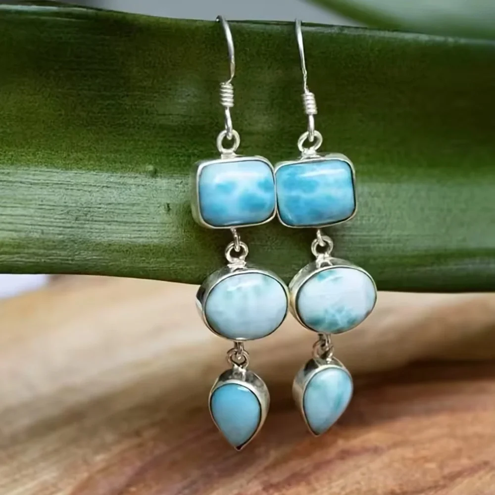 Vintage Blue Stone Dangle Earrings